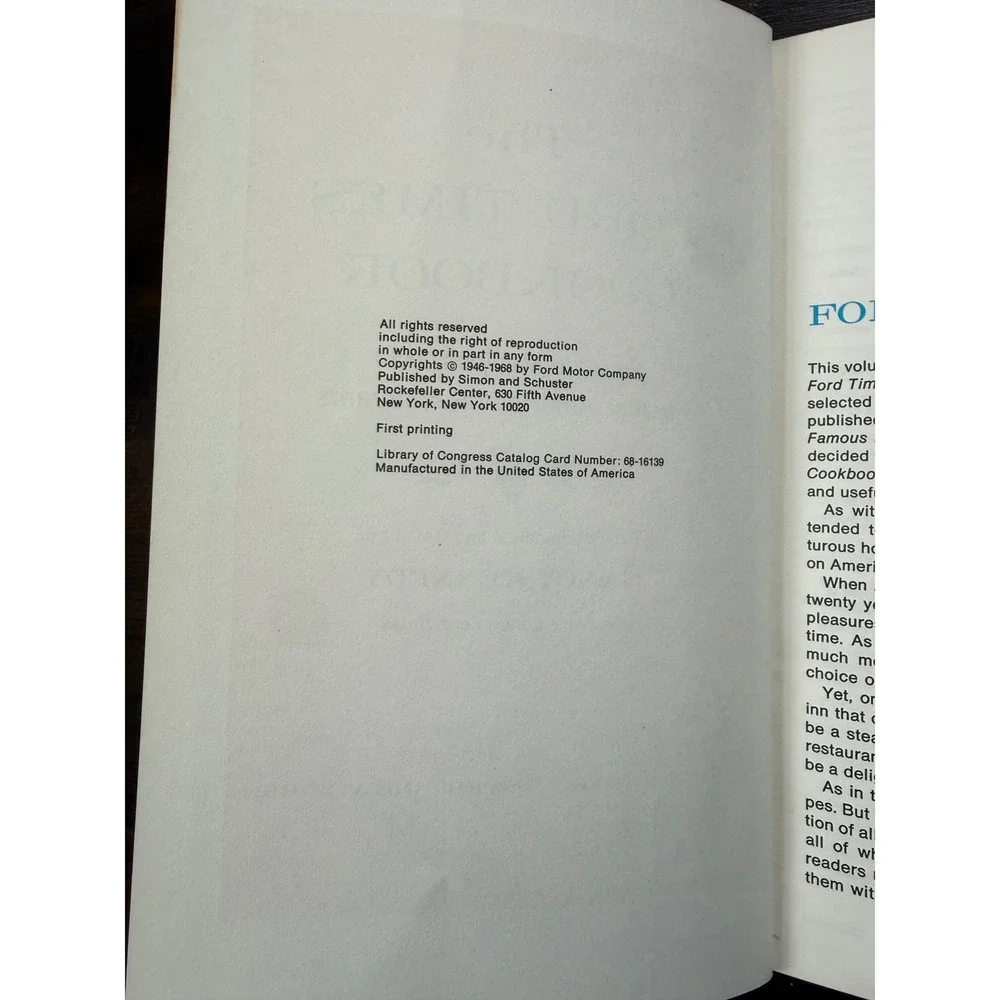 Ford Times Cookbook first edition